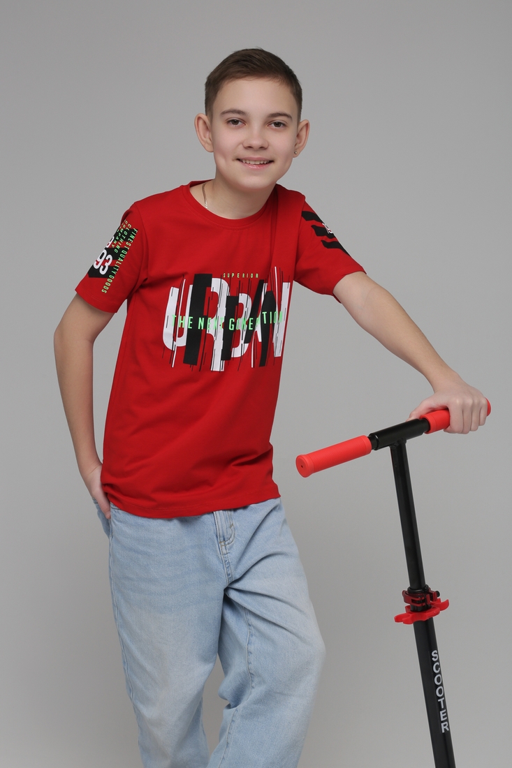 Фото Футболка с принтом для мальчика Ecrin 9040 152 см Красный (2000989460312S)