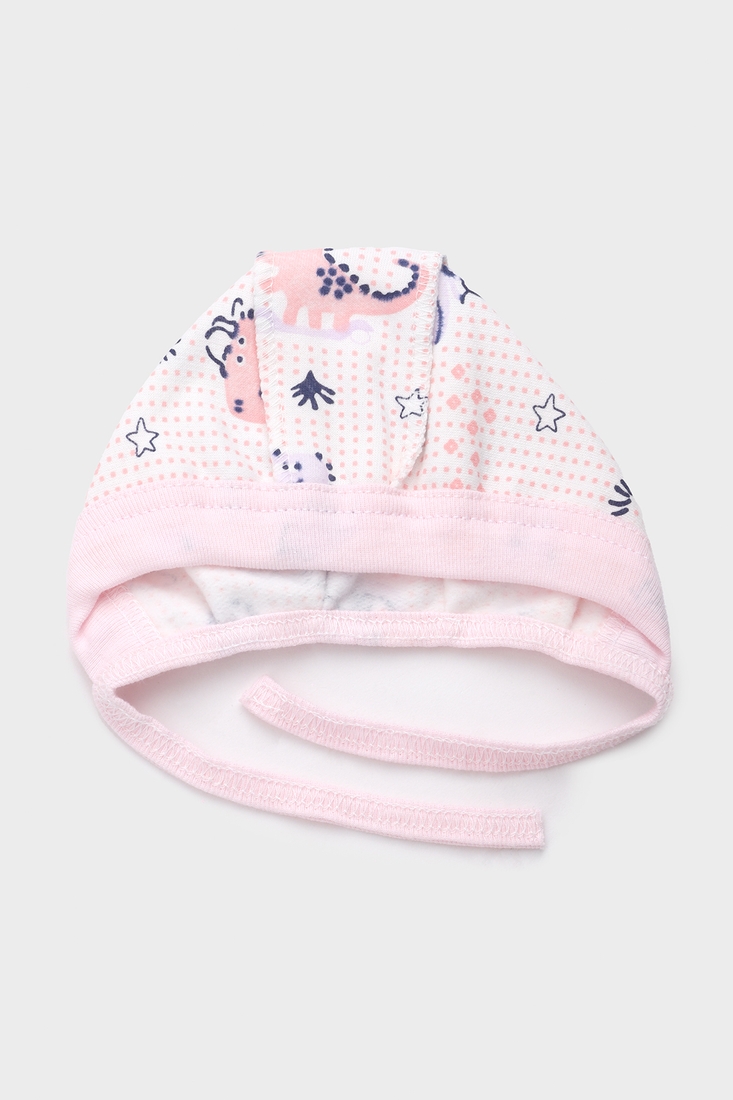 Фото Шапка на завязках для малюків 56 см Рожевий (2000989557098D)