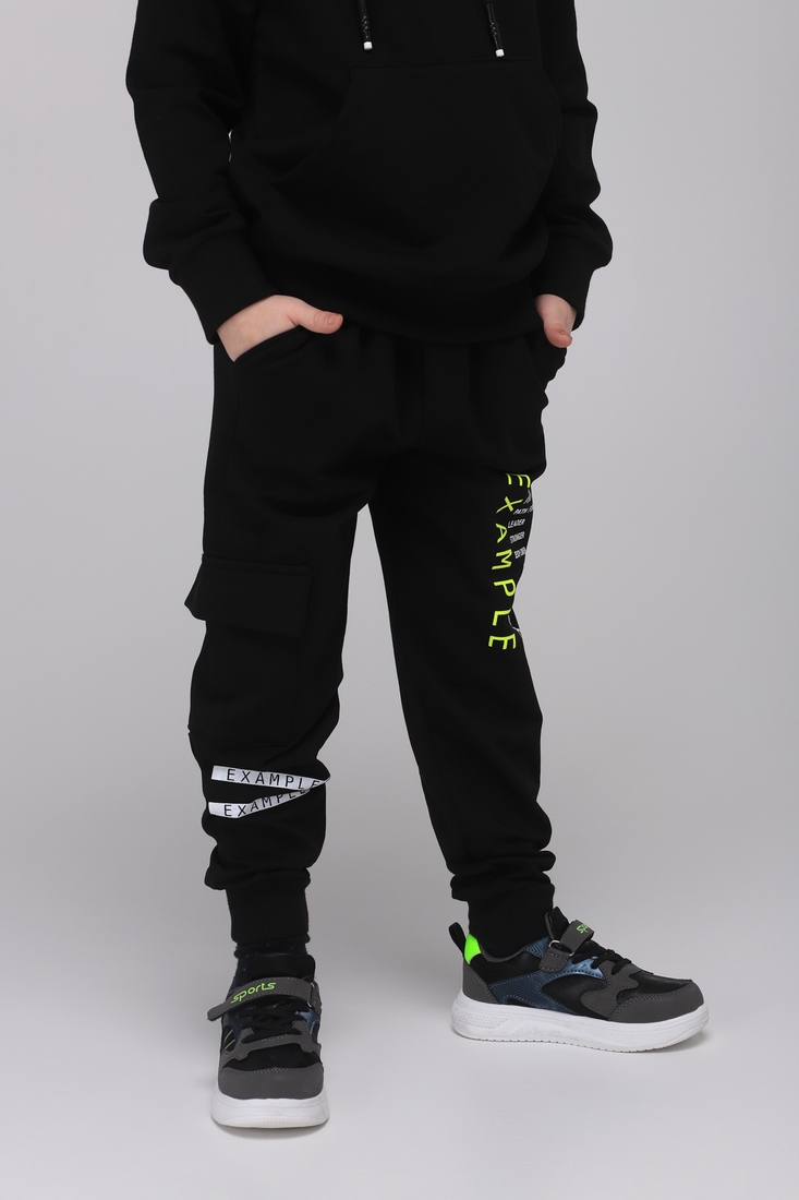 Фото Спортивні штани для хлопчика з принтом Pitiki 1003-2 152 см Чорний (2000989523543D)