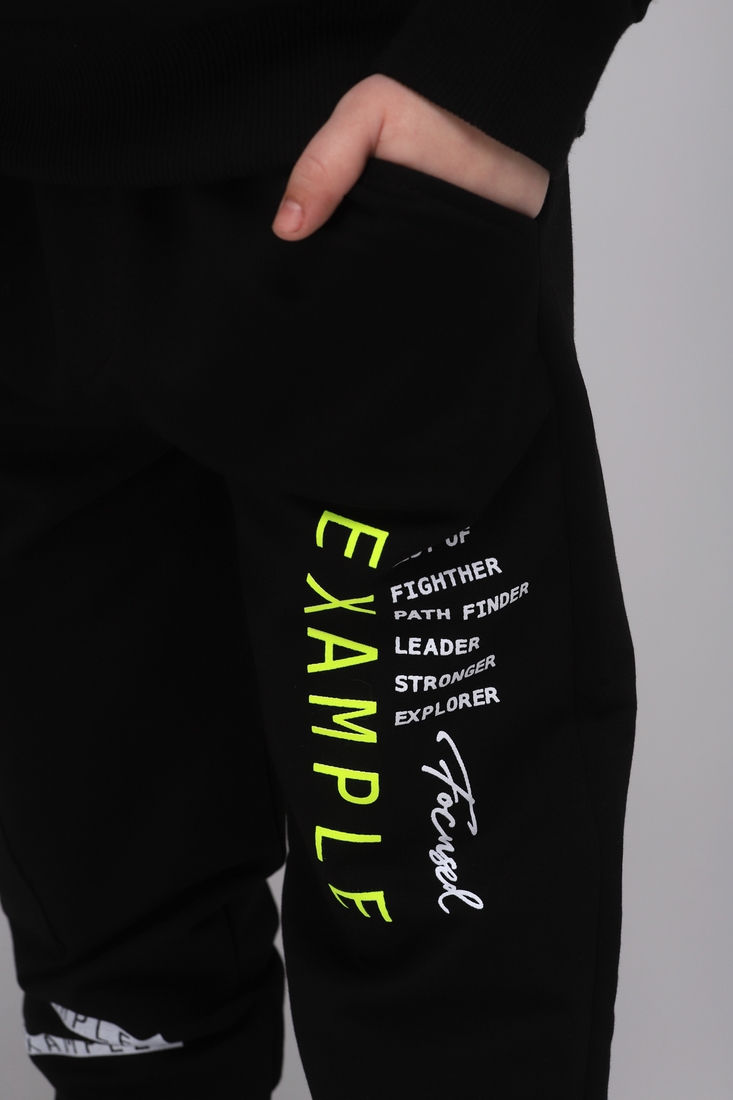 Фото Спортивні штани для хлопчика з принтом Pitiki 1003-2 152 см Чорний (2000989523543D)
