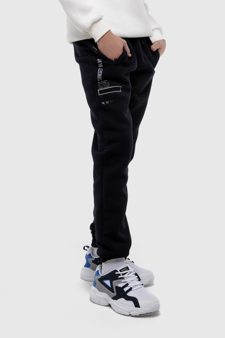 Фото Спортивні штани з принтом для хлопчика Atescan 1105 176 см Темно-синій (2000990262912W)