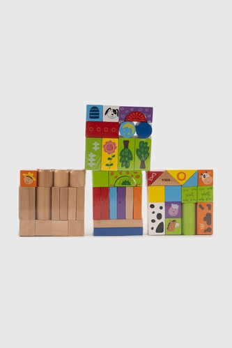 Фото Дерев'яні кубики Ферма Viga Toys 50285 Різнокольоровий (6934510502850)