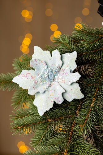 Фото Новогоднее украшение "Цветок малый" Dashuri 10 см Голубой (2000990125682)(NY)
