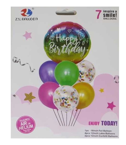 Фото Набір повітряних кульок Happy birthday 1212-12 Різнокольоровий (2000990673800)