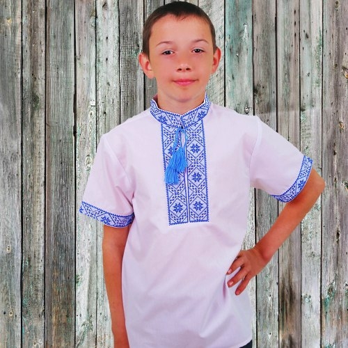 Фото Рубашка-вышиванка с коротким рукавом 98 ФЕДІР Синий (2000904392230S)