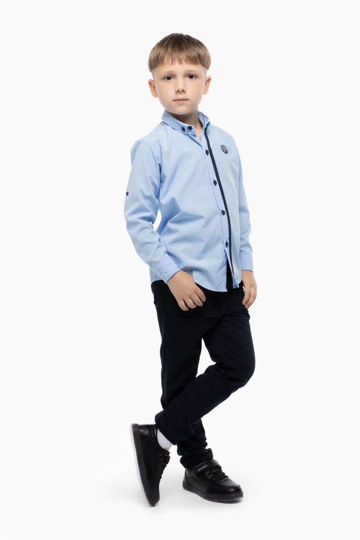Фото Рубашка однотонная для мальчика Pitiki 009650 134 см Голубой (2000989799016D)