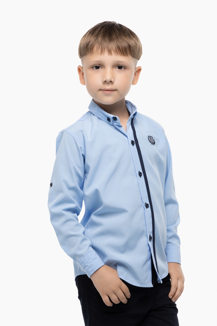 Фото Рубашка однотонная для мальчика Pitiki 009650 134 см Голубой (2000989799016D)