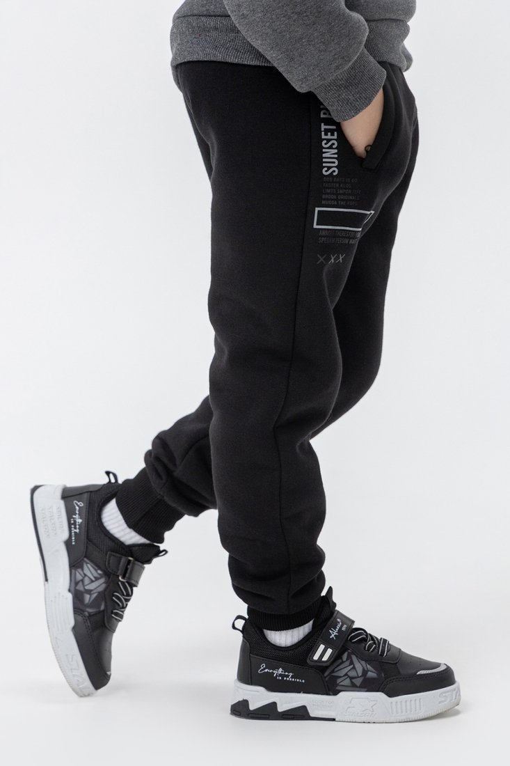 Фото Спортивні штани з принтом для хлопчика Atescan 1104 152 см Чорний (2000990130952W)