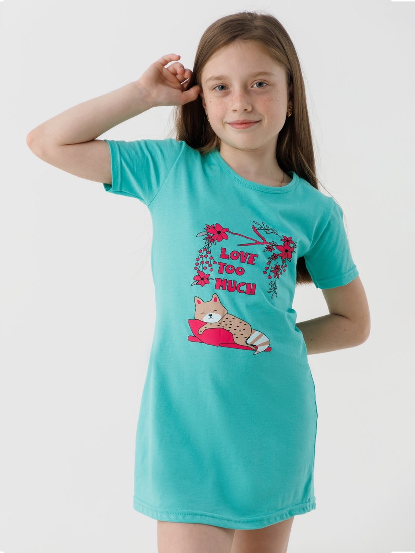 Фото Нічна сорочка для дівчинки Mini Moon 6391 158-164 см Бірюзовий (2000990526861A)