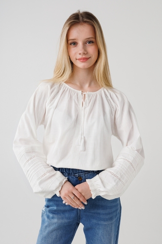 Фото Сорочка з вишивкою для дівчинки Cuento 2200 158 см Білий (2000990264404A)