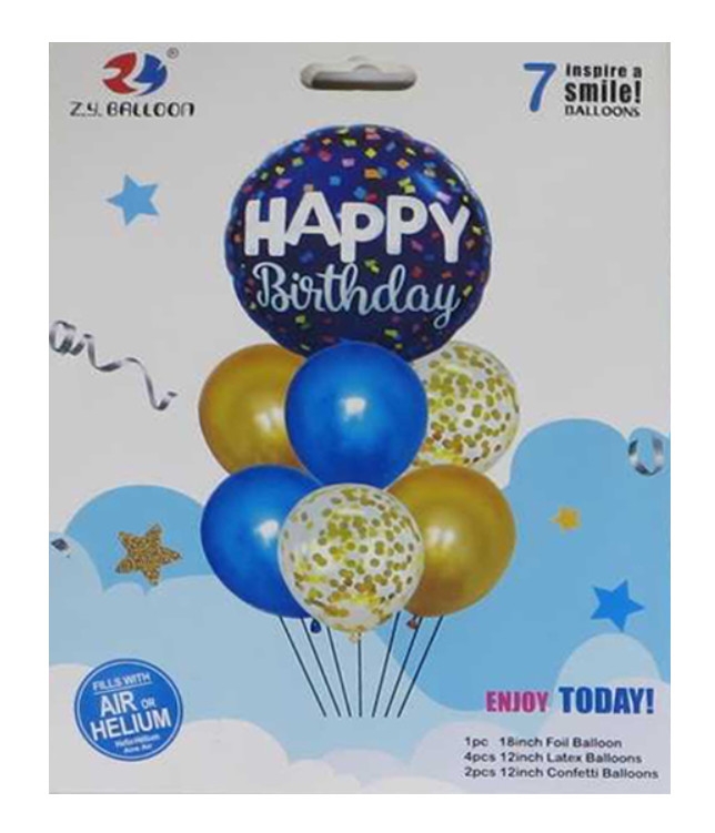 Фото Набір повітряних кульок Happy birthday 1212-12 Синій (2000990671561)