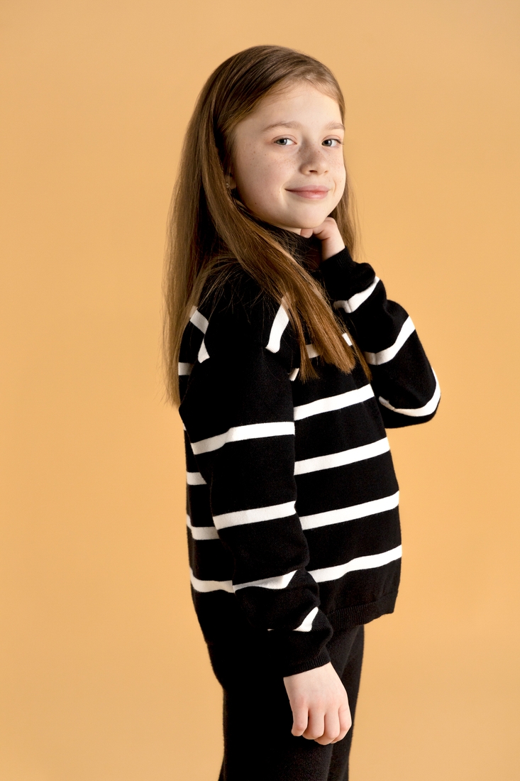 Фото Костюм для девочки (свитшот+палаццо) Lizi 23004 128 см Черно-белый (2000990031099D)