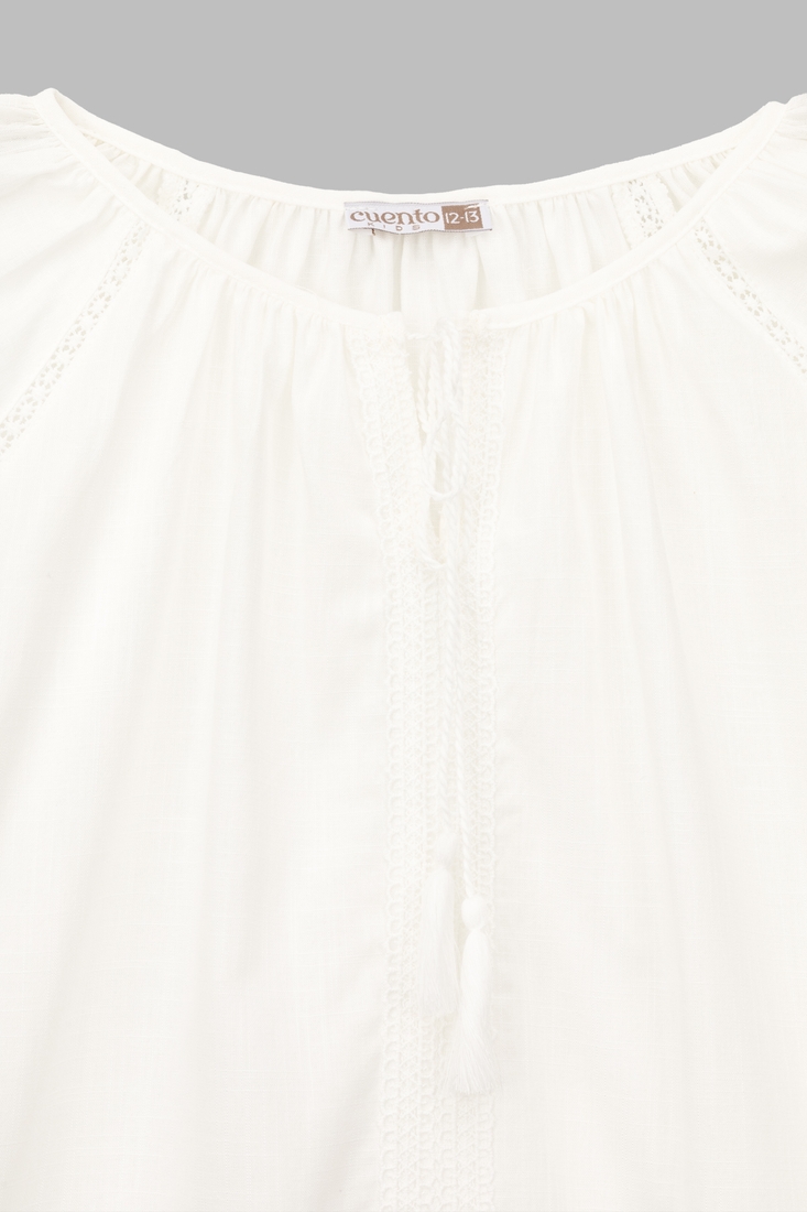 Фото Рубашка с вышивкой для девочки Cuento 2200 158 см Белый (2000990264404A)