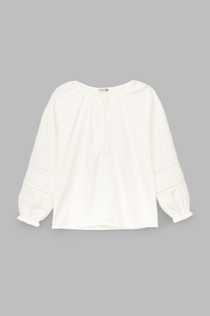 Фото Рубашка с вышивкой для девочки Cuento 2200 140 см Белый (2000990264374A)