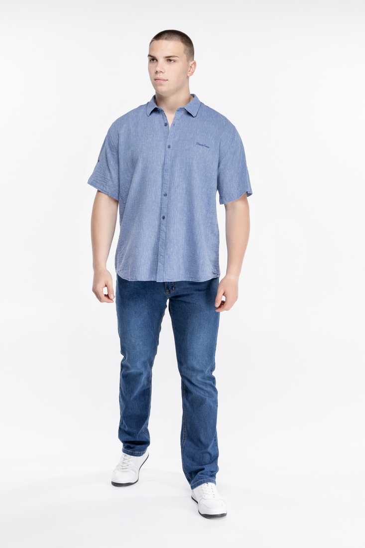Фото Рубашка мужская однотонная Jean Pier JP7302-B 3XL Синий (2000989651789S)