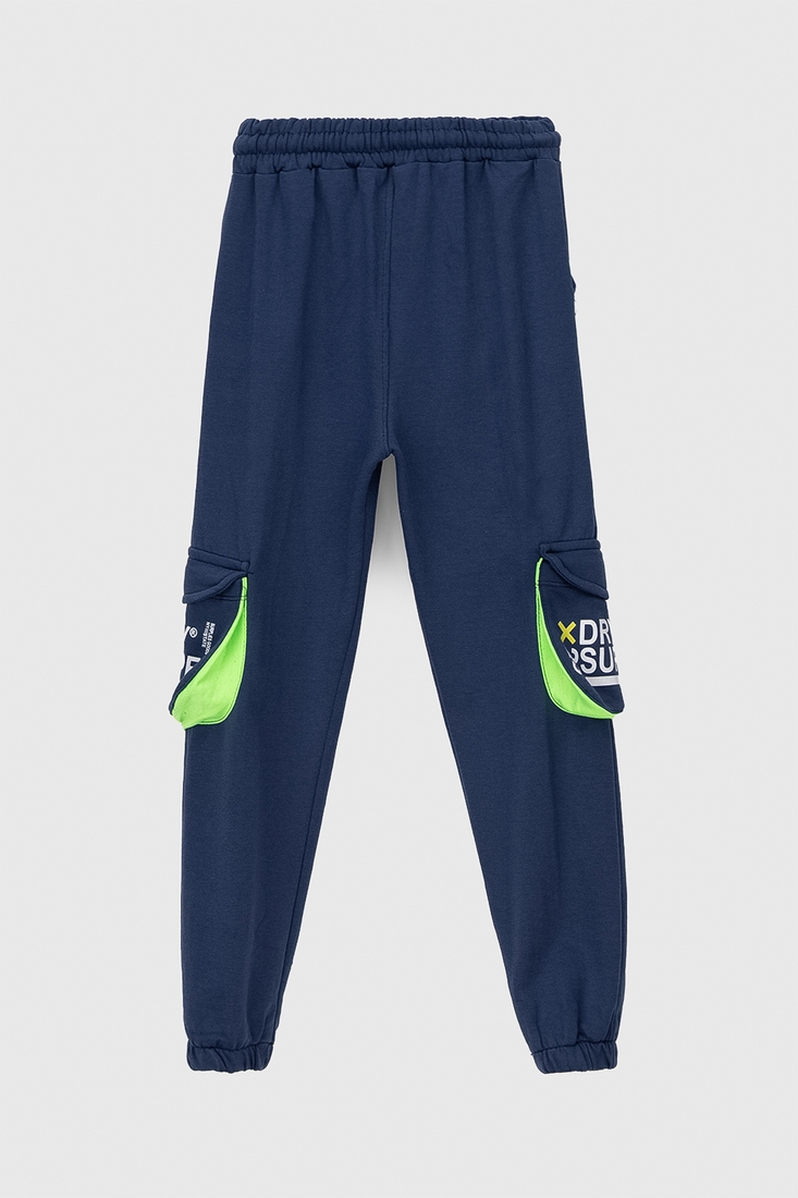 Фото Спортивні штани для хлопчика манжет з принтом Hees 2035 140 см Петроль (2000990162274W)