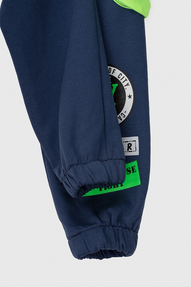 Фото Спортивные штаны для мальчика манжет с принтом Hees 2035 104 см Петроль (2000990162229W)