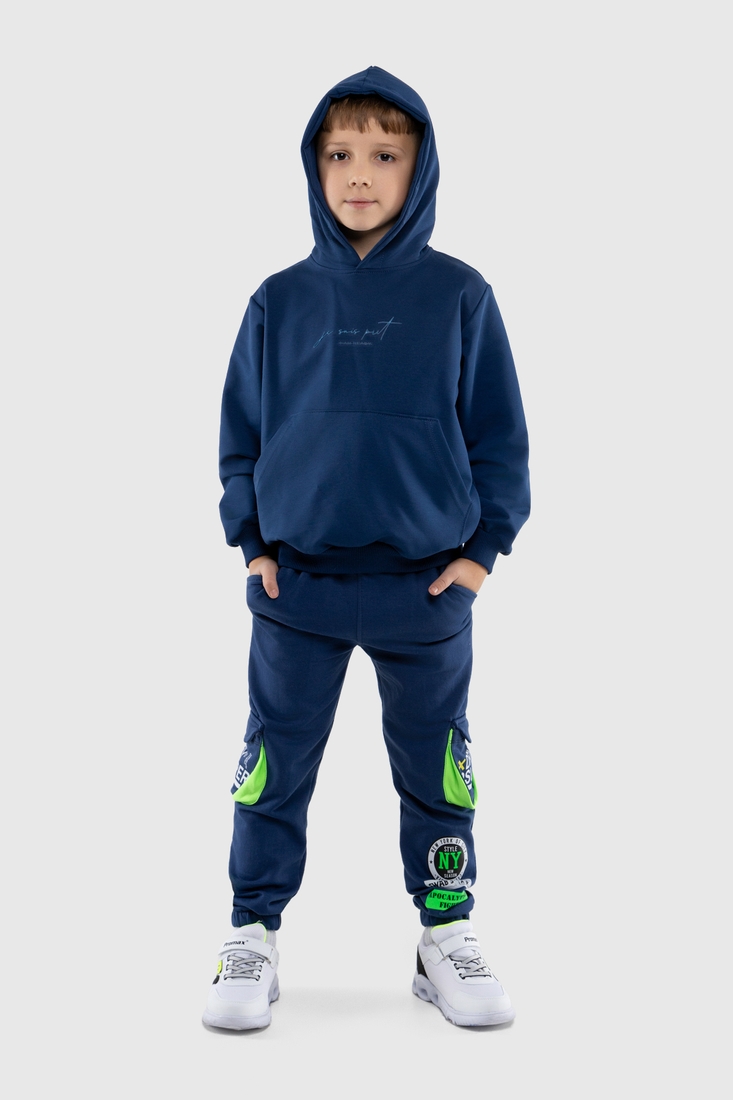 Фото Спортивные штаны для мальчика манжет с принтом Hees 2035 104 см Петроль (2000990162229W)