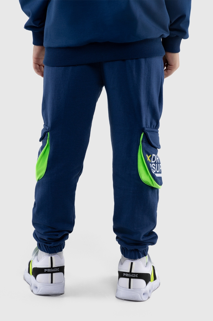 Фото Спортивные штаны для мальчика манжет с принтом Hees 2035 140 см Петроль (2000990162274W)
