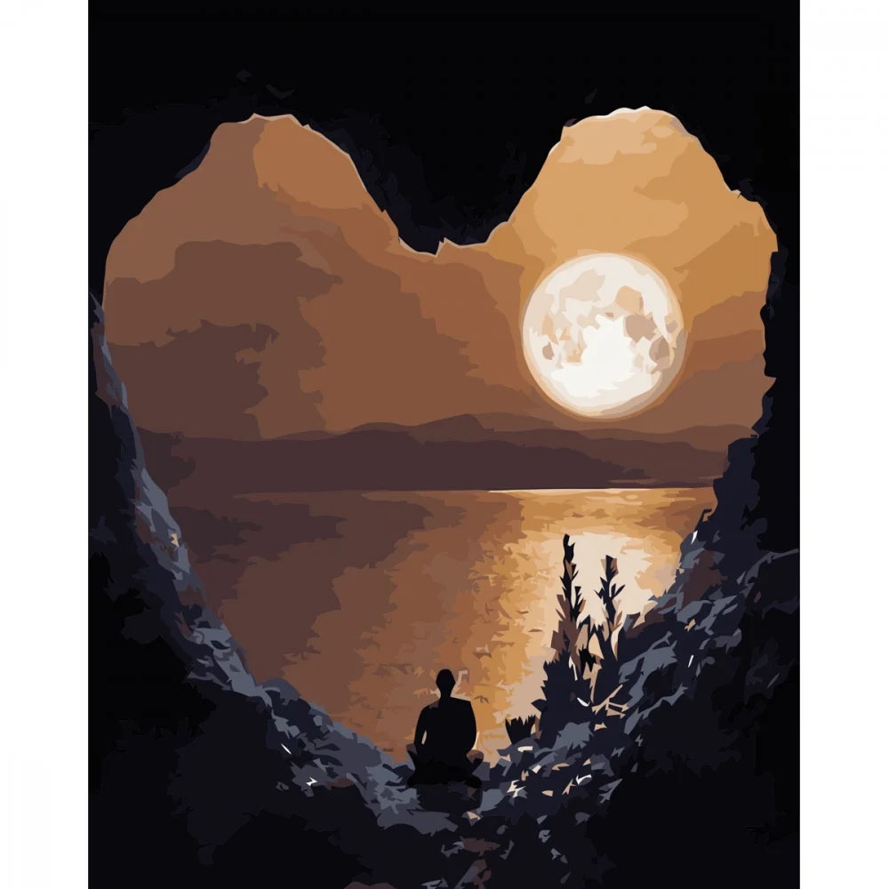 Фото Набор для росписи по номерам Лунная ночь Strateg с лаком и размером 40х50 см (VA-3441) (4823113819736)