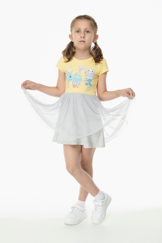 Фото Сукня для дівчинки Breeze 16876 з принтом 98 см Жовтий (2000989679127S)