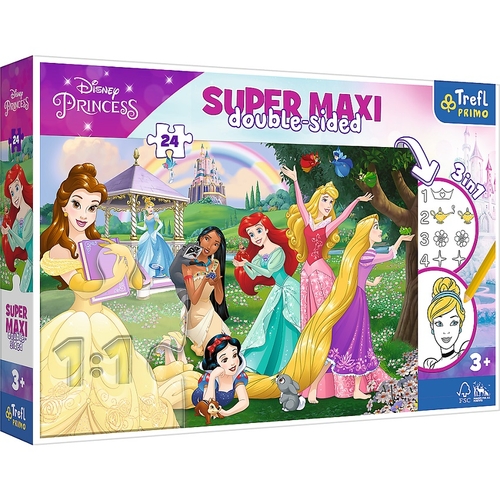 Пазли + розмальовка Trefl 41008 "Щасливі принцеси" Disney: Принцеси (24 ел. SUPER MAXI) (5900511410082)