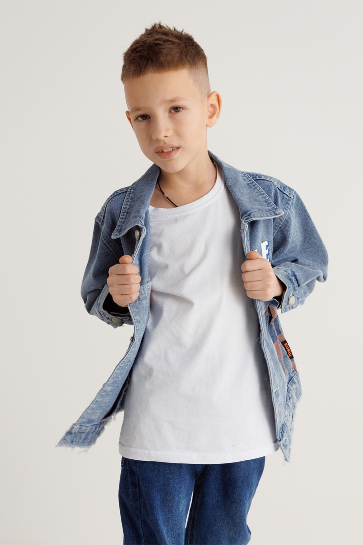 Фото Куртка джинсова для хлопчика 23712 128 см Блакитний (2000990306654D)