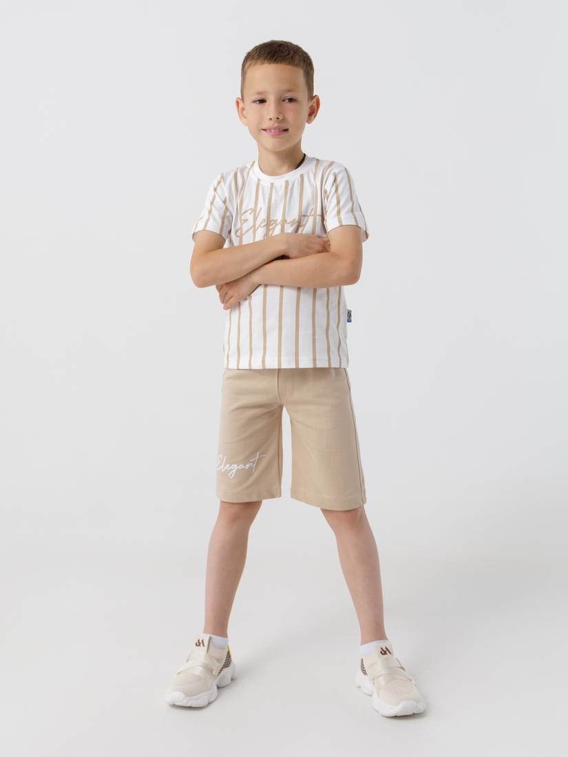 Фото Костюм футболка+шорти для хлопчика Baby Show 5187 98 см Бежевий (2000990528094S)