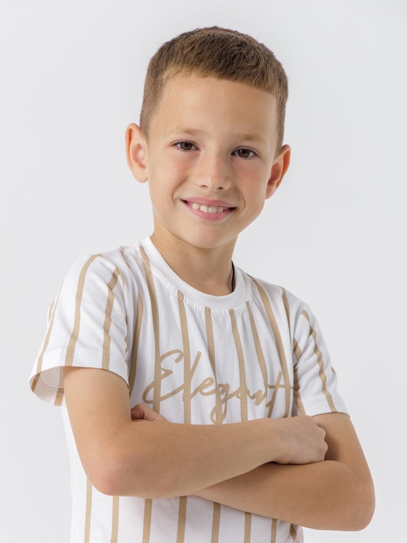 Фото Костюм футболка+шорти для хлопчика Baby Show 5187 116 см Бежевий (2000990528124S)