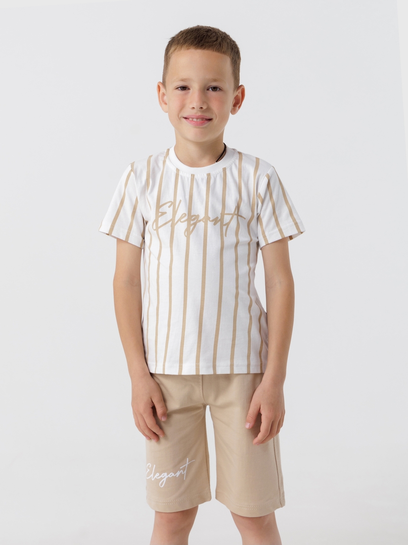 Фото Костюм футболка+шорти для хлопчика Baby Show 5187 116 см Бежевий (2000990528124S)