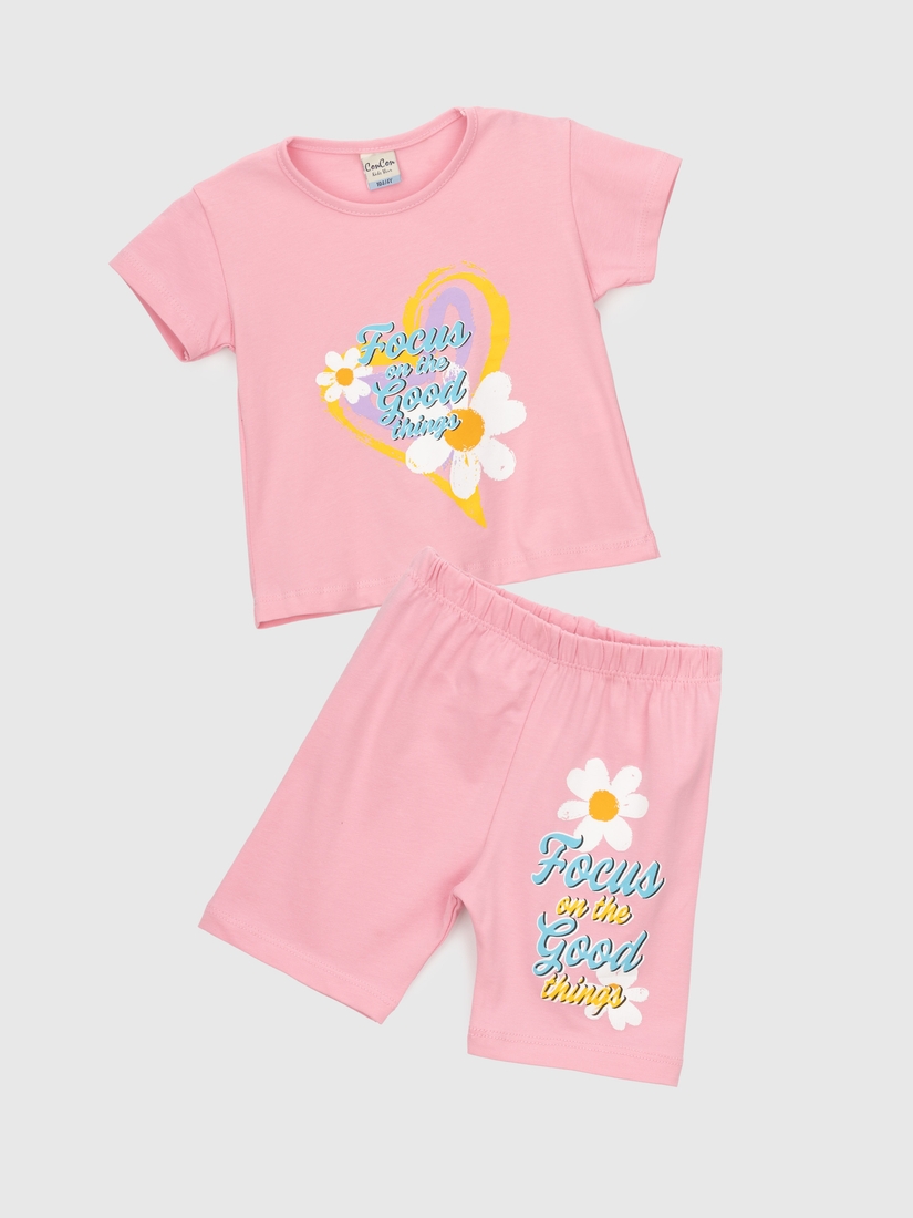 Фото Костюм футболка+шорти для дівчинки Baby Show 16408 92 см Рожевий (2000990474155S)