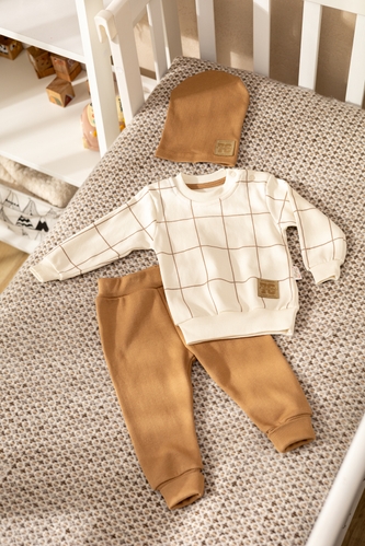 Фото Костюм (світшот+штани) для хлопчика Beyaz Bebek 2069 92 см Бежевий (2000990301987D)