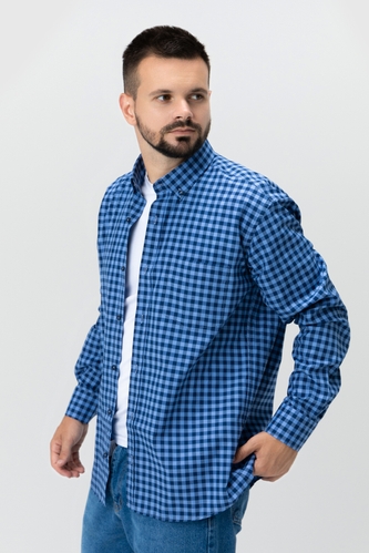 Фото Рубашка с узором мужская N001 3XL Синий (2000990011497D)