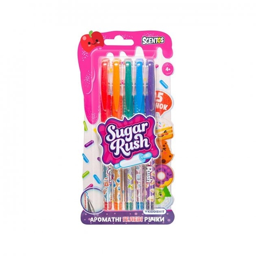 Фото Набір ароматних ручок гелевих Scentos 41343 Sugar Rush Яскравий блиск 5 кольорів (8463760413435)