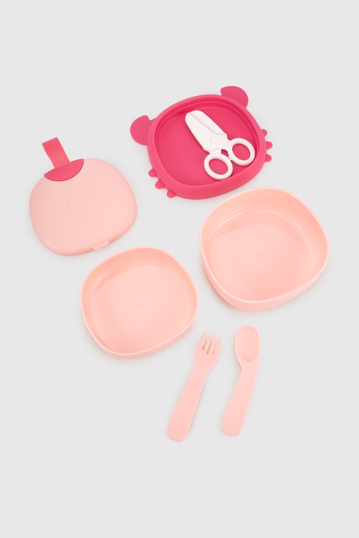 Фото Набор детской силиконовой посуды wo di WD5298 Розовый (2002014490325)