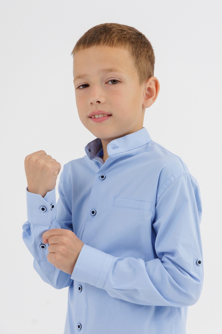 Фото Рубашка однотонная для мальчика Redpolo 1712 140 см Голубой (2000990387844D)