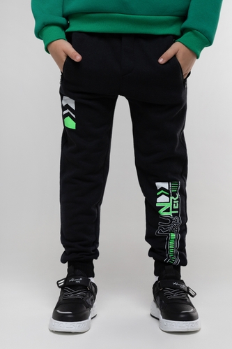 Фото Спортивні штани з принтом для хлопчика Pitiki 520 128 см Чорний (2000990046581W)