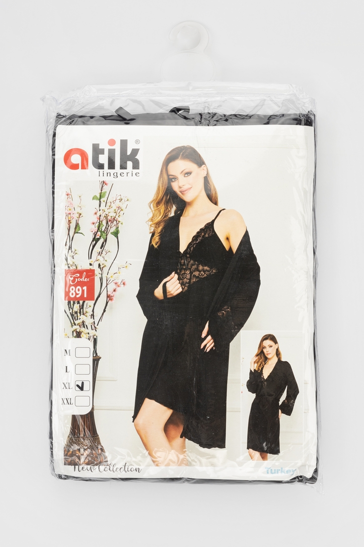Фото Комплект халат+рубашка женский Atik 891 M/L Черный (2000990159120A)