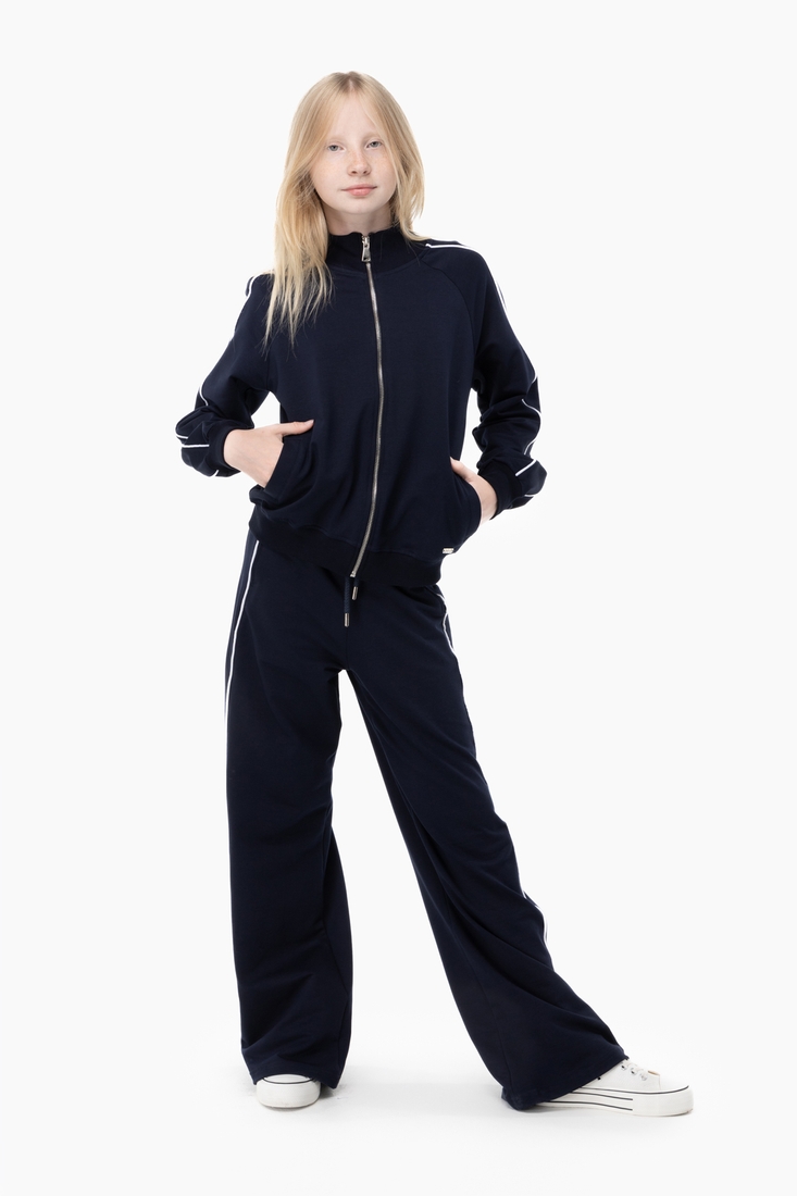 Фото Спортивний костюм для дівчинки Toontoy 24160 кофта + штани 158 см Темно-синій (2000989883814D)