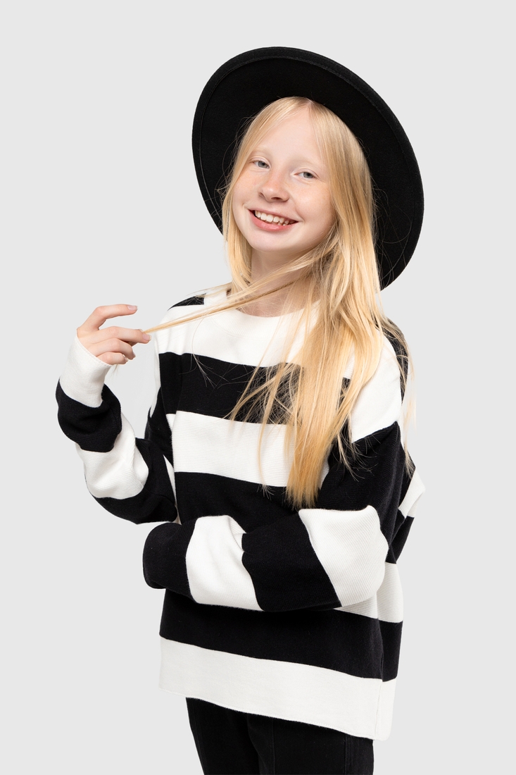 Фото Свитер с узором для девочки Lizi 3203 128 см Черно-белый (2000989952343D)