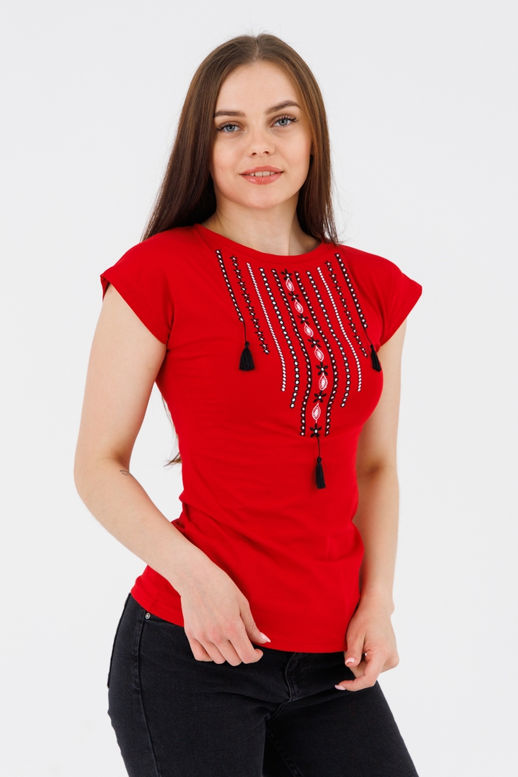 Фото Вышиванка футболка женская Melanika Ожерелье 3XL Красный (2000990566492A)