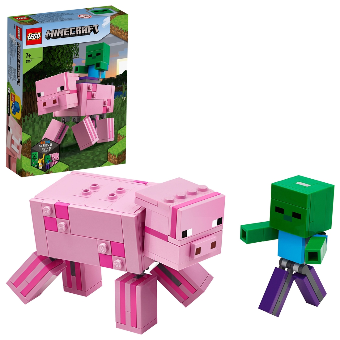 Фото Конструктор LEGO Minecraft Свинья и зомби-ребёнок (21157)