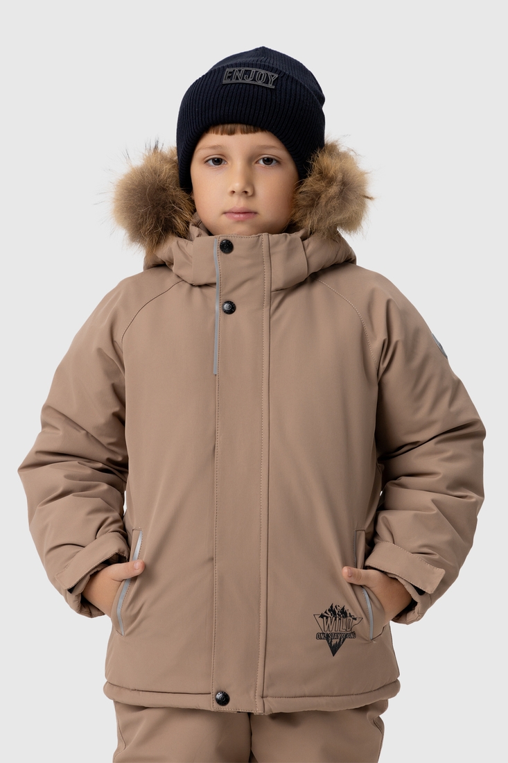 Фото Комбинезон для мальчика Snowgenius H38-08 куртка + штаны на шлейках 116 см Бежевый (2000989630586W)