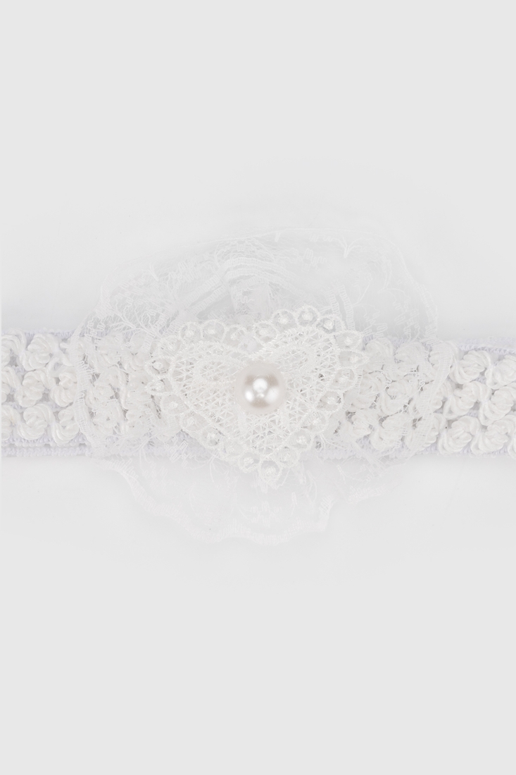Фото Комплект для дівчинки Mini Papi 100 Сердечко пінетки+пов'язка One Size Білий (2000990058027D)