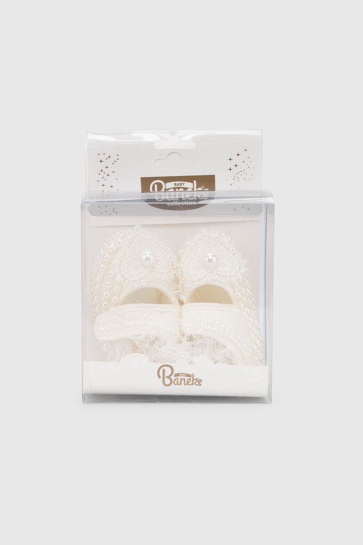 Фото Комплект для девочки Mini Papi 100 Сердечко пинетки+повязка One Size Белый (2000990058027D)