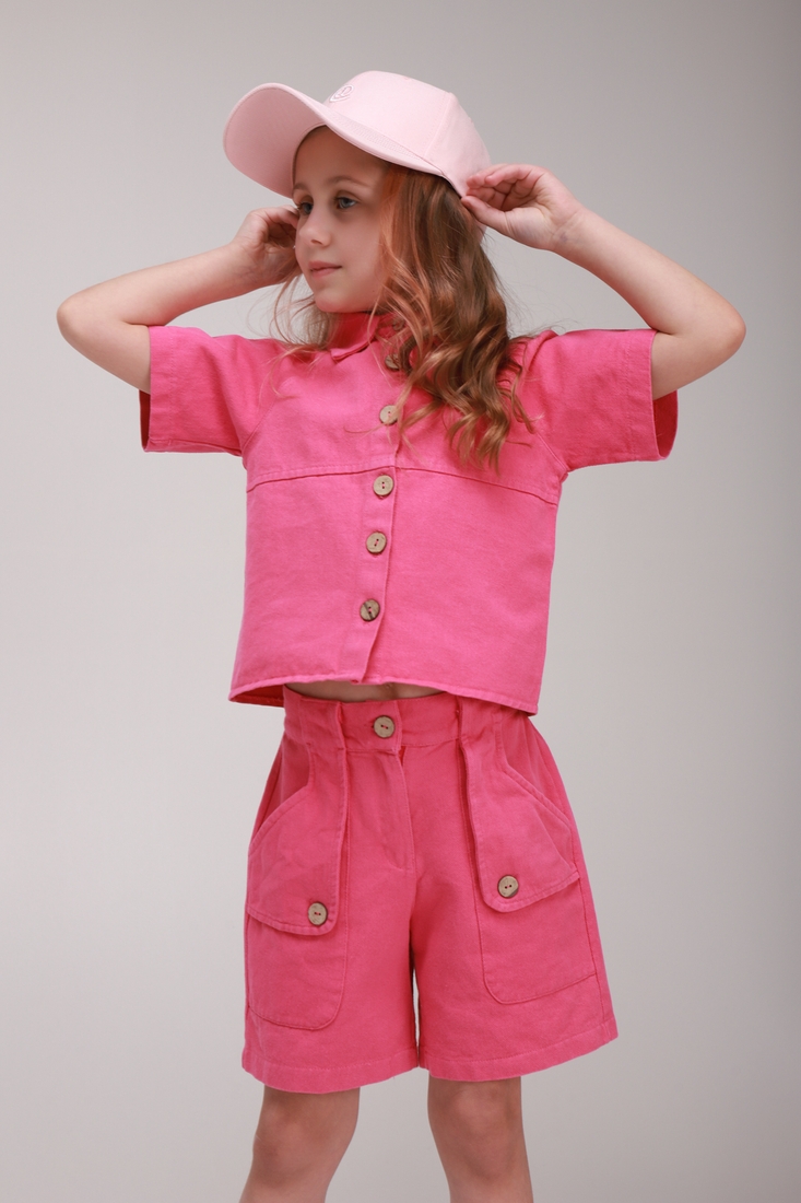 Фото Костюм для девочки (рубашка+шорты) Cemix 4222-2 146 см Малиновый (2000989429104S)
