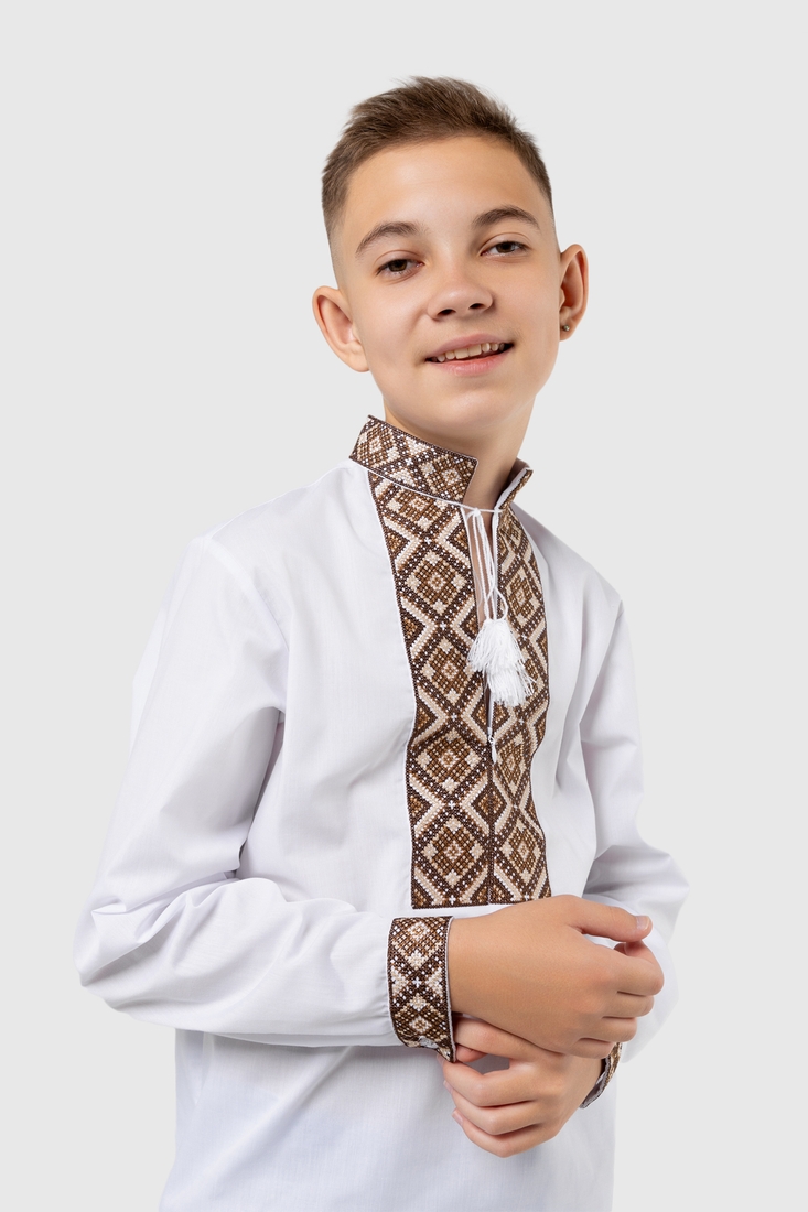 Фото Сорочка вишиванка для хлопчика КОЗАЧЕК ТИМОФІЙ 164 см Коричневий (2000990029621D)