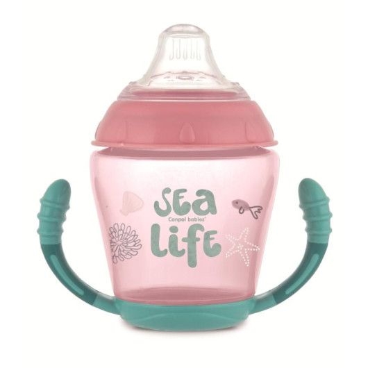 Фото Canpol babies Кружка непроливайка с мягким силиконовым носиком 230 мл Sea Life - розовая 56/501_pin (5903407565019)