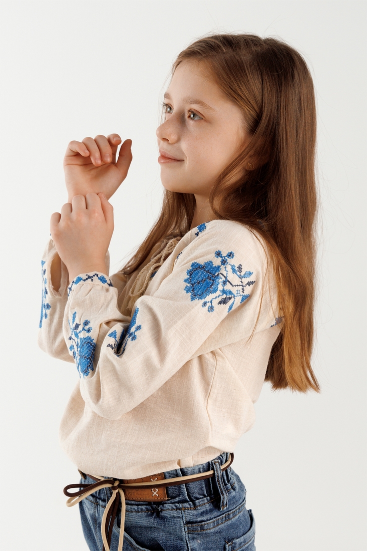 Фото Сорочка з вишивкою для дівчинки Cuento 3032 116 см Бежевий (2000990264138A)