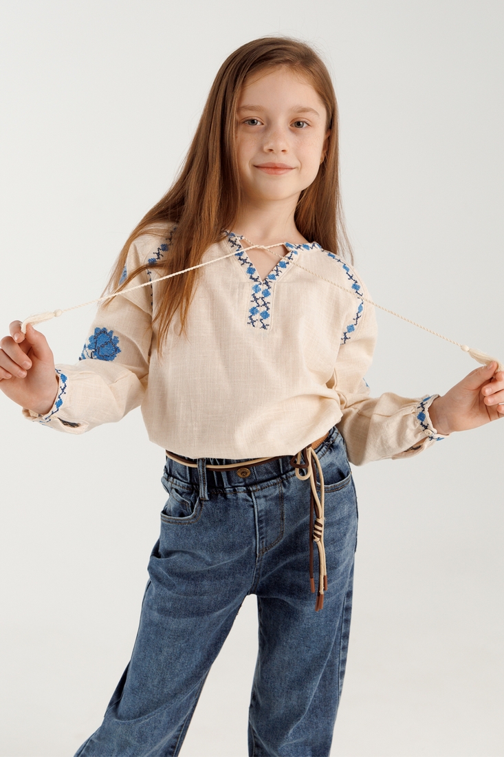 Фото Сорочка з вишивкою для дівчинки Cuento 3032 116 см Бежевий (2000990264138A)